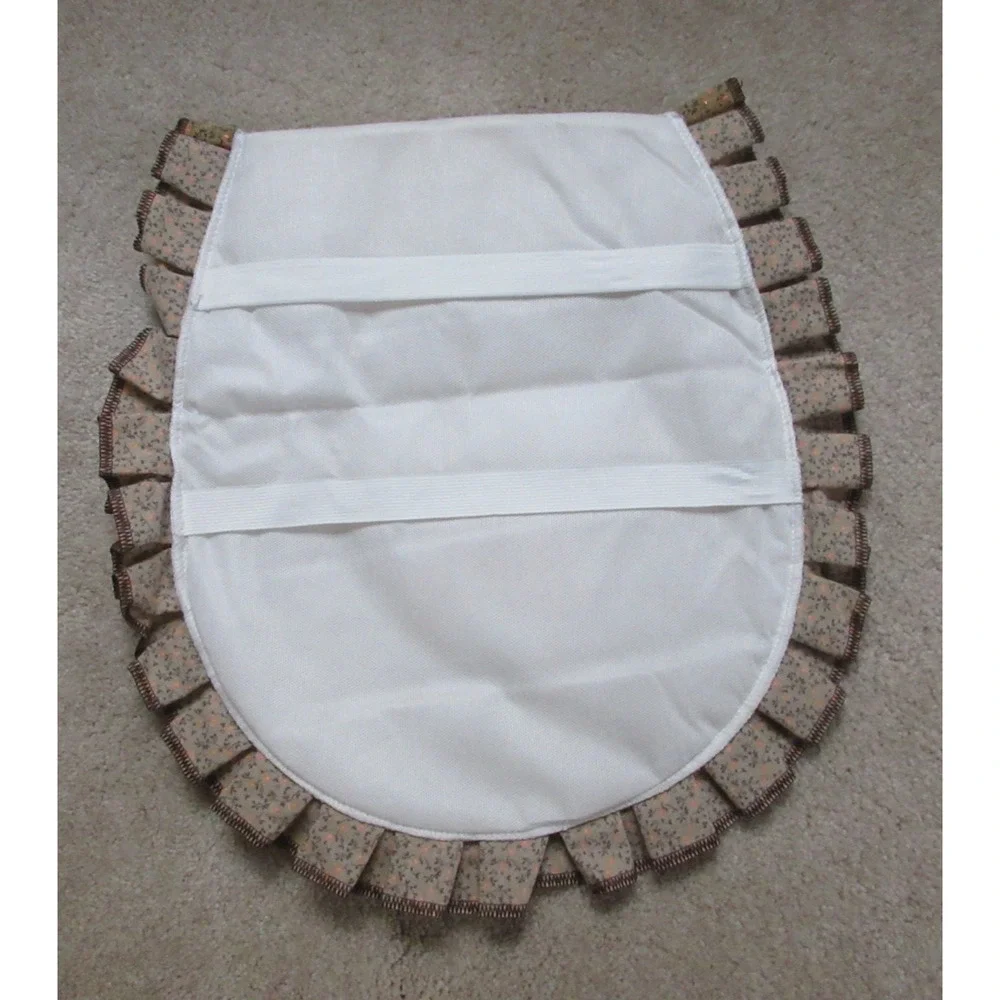 4PC MCM BATHROOM BATH RUG TOILET Seat & LID COVER Calico Ruffle Felt Flowers